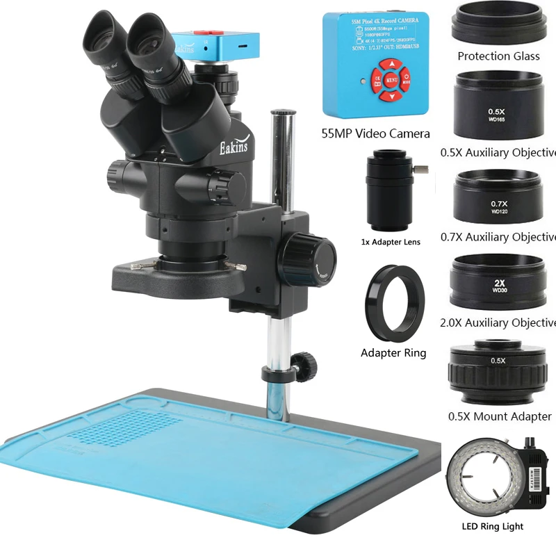 Digital Magnifier Reading - 3.5-90X Zoom Trinocular Stereo Microscope Set