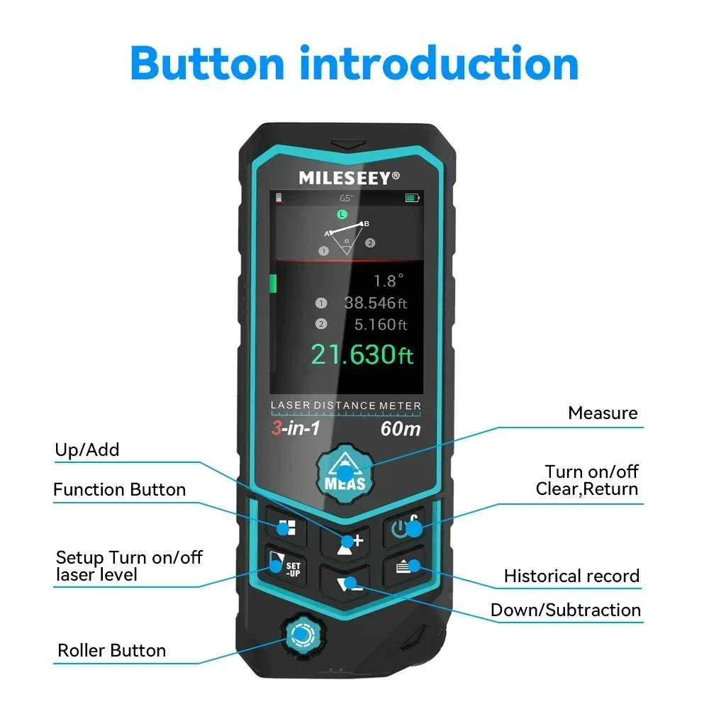 Mileseey R2B 60M USB Charging  - Laser Distance Measure ulasan dan harga