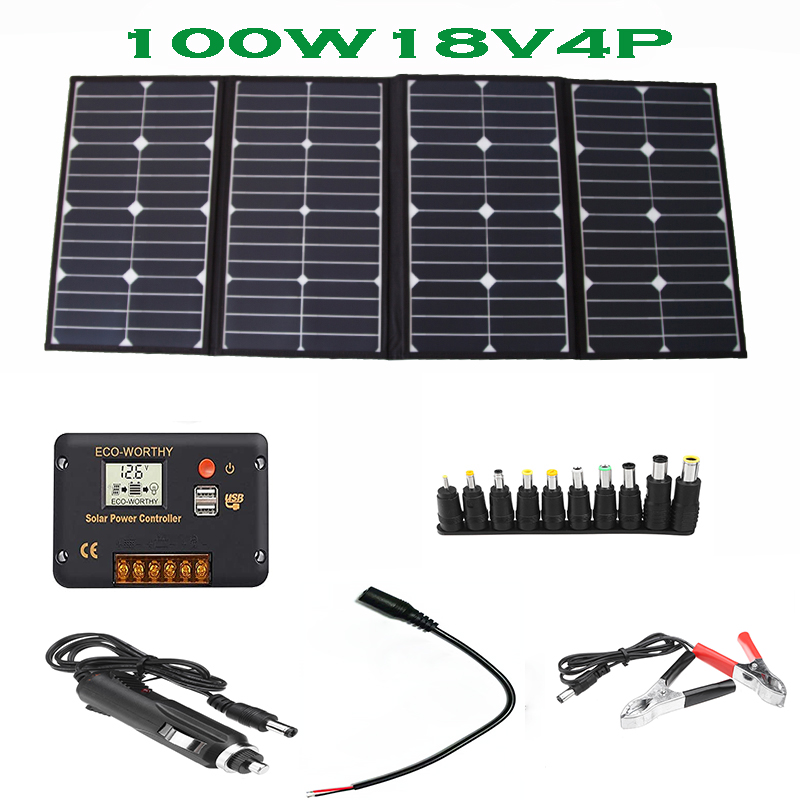 Portable 100 Watt Folding Sola - Solar Powered Charger ulasan dan harga