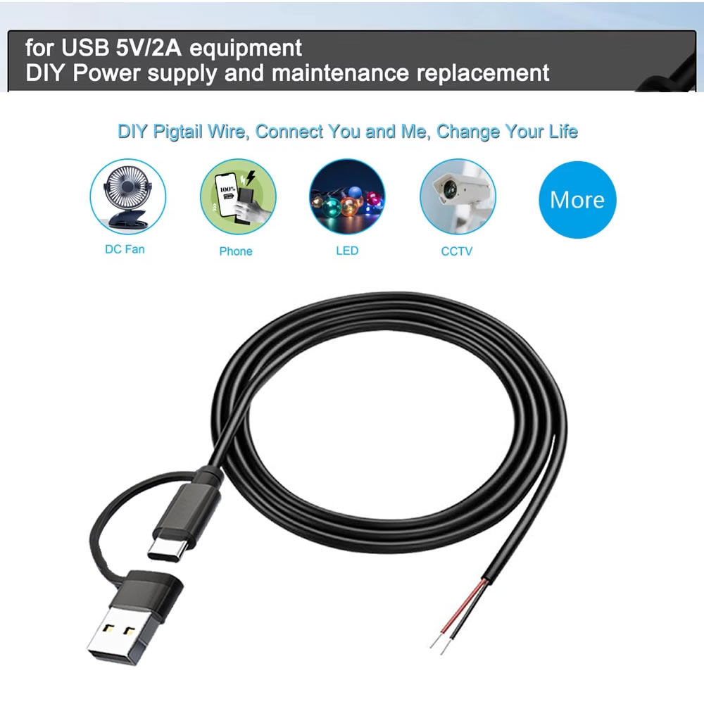 DC 2 Pin Power Cable USB and T - Diy Electronics Gadgets ulasan dan harga